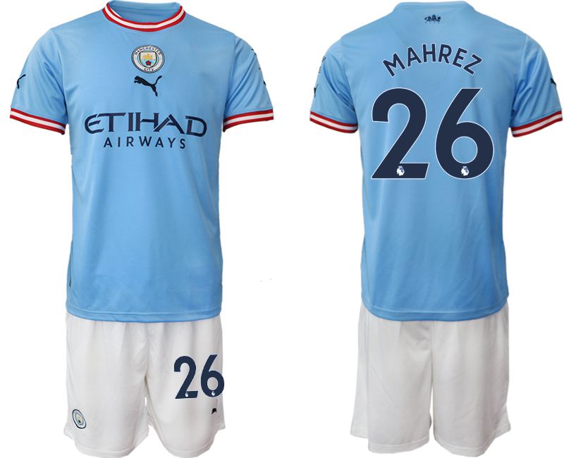 Men 2022-2023 Club Manchester City home blue 26 Soccer Jersey